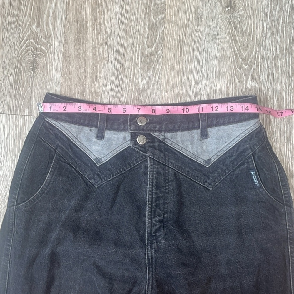 Vintage “Rockies” black denim jeans riding 90s size 13 / 14 - Picture 5 of 13
